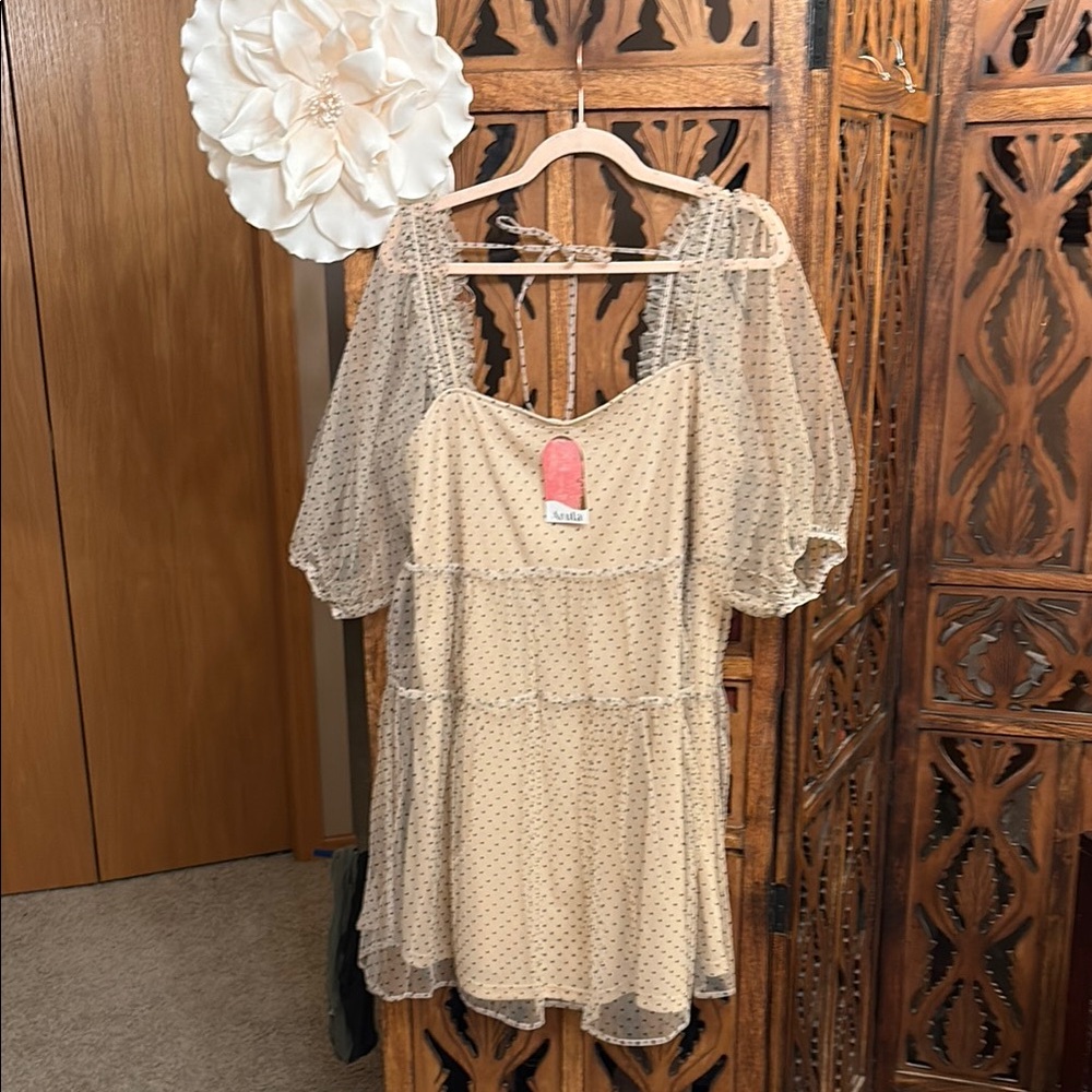 ARULA Cream Polka Dot Mini Dress